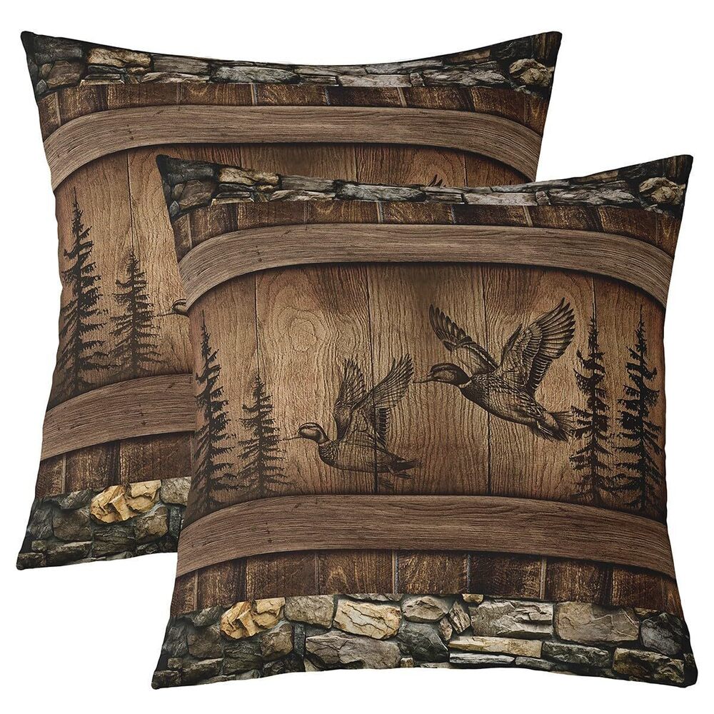 9961 Set of 2 Mallard Duck Pillow Covers 16x16 Inch,Duck Hunting Cushion